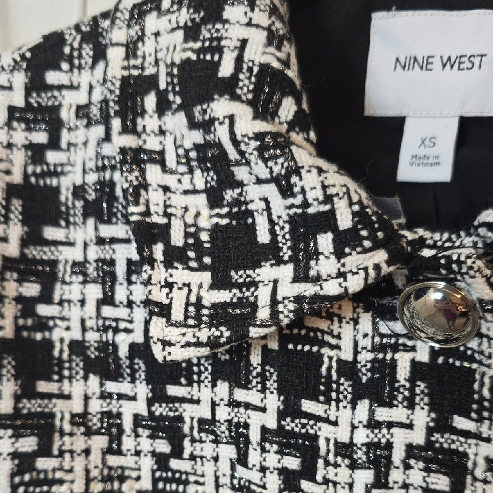 Nine West Women's Black and White Tweed Blazer‎ Size XS - Picture 4 of 16